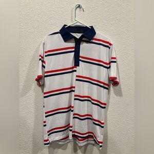 Men’s G/force Performance Golf Polo Size Medium Comfort Casual White Stripped